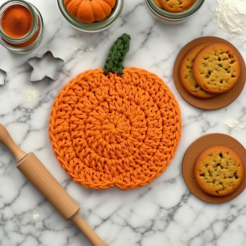 Posavasos de Calabaza Tejidos a Crochet Otoñales Hechos a Mano Decoración de Mesa Estilo Granja Otoñal Posavasos Resistentes al Calor Accesorios de Regalo para Cocina de Halloween