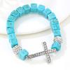 Adjustable Crosses Charm Elastic Bracelet Turquoise Beaded Jewelry for Versatile Styling Women Men