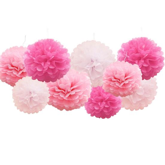 9Pcs Xmas Halloween Handmade Bunting Tissue Paper Flower Wedding Party Decor