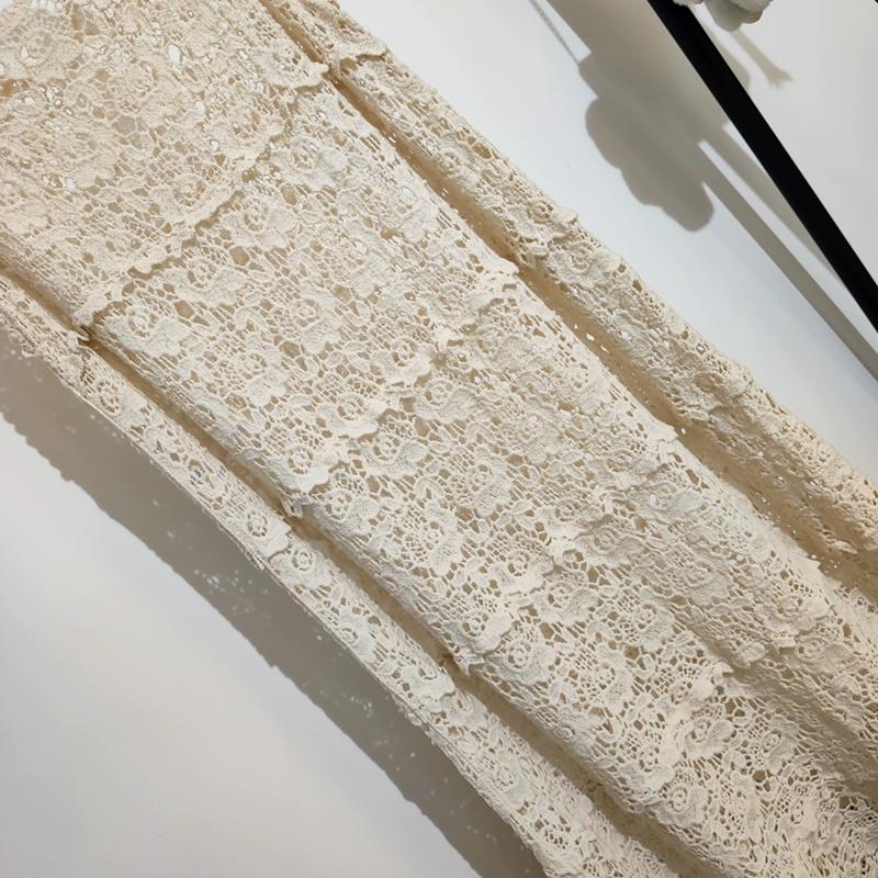 Dimanaf 2025 New Dress Women Knitting Lace Sleeveless Vest O-Neck Hollow Summer Style Loose Basic