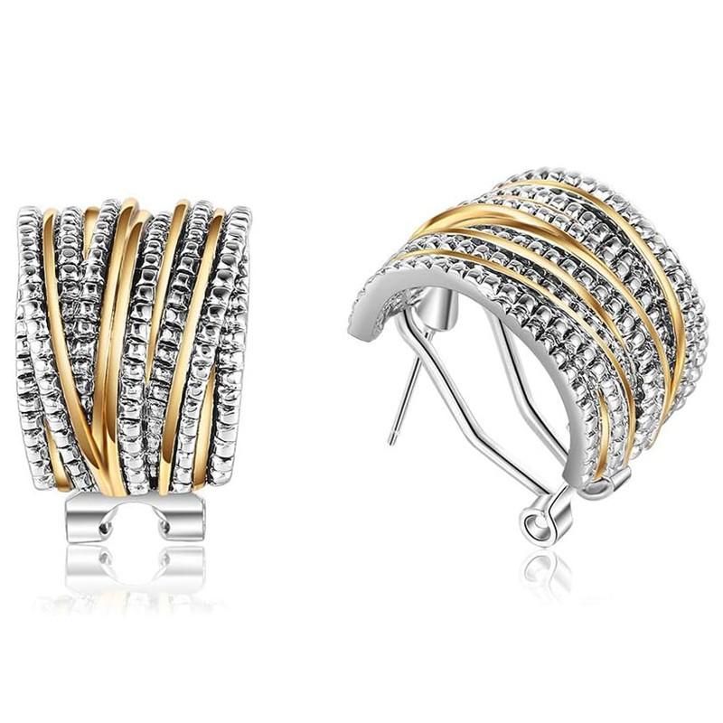 Line Design Stud Earrings For Women, Two-Color Exquisite Temperament Jewelry, Elegant French Chic Jewelry.