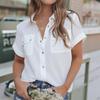 Chiffon Top Short Sleeved Button Up Women’s Blouses & Shirts