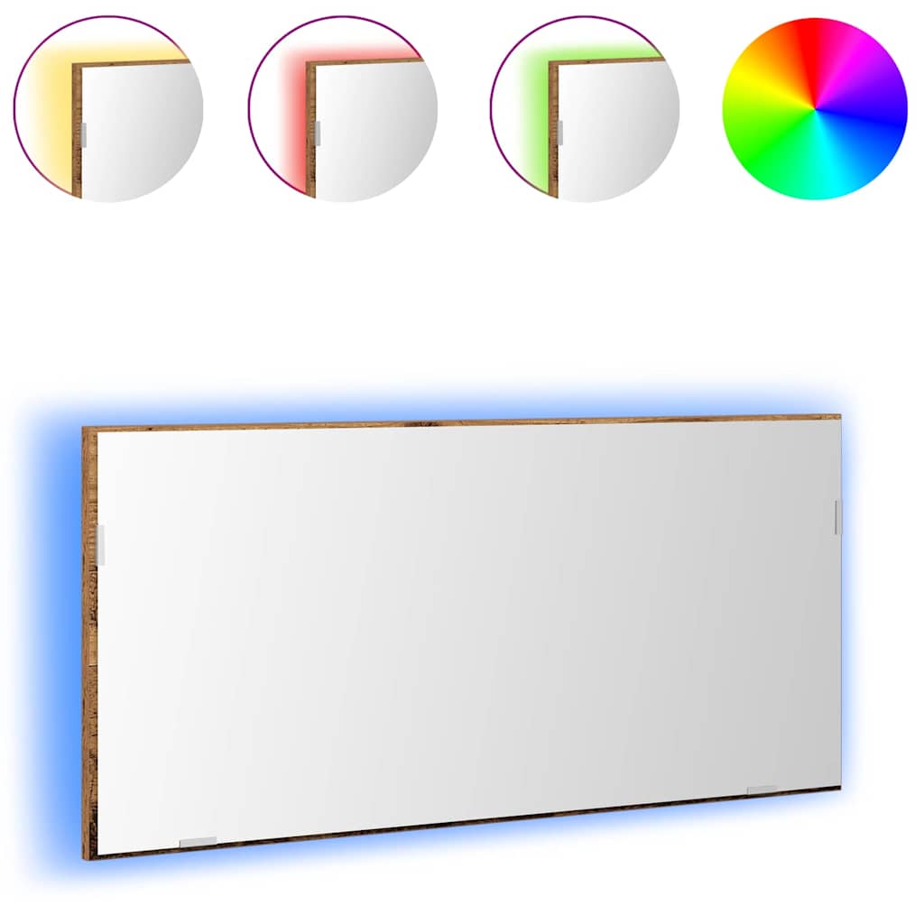 Mirror with Reclaimed Wood Frame 80 x 37 cm Glass and Engineered Wood