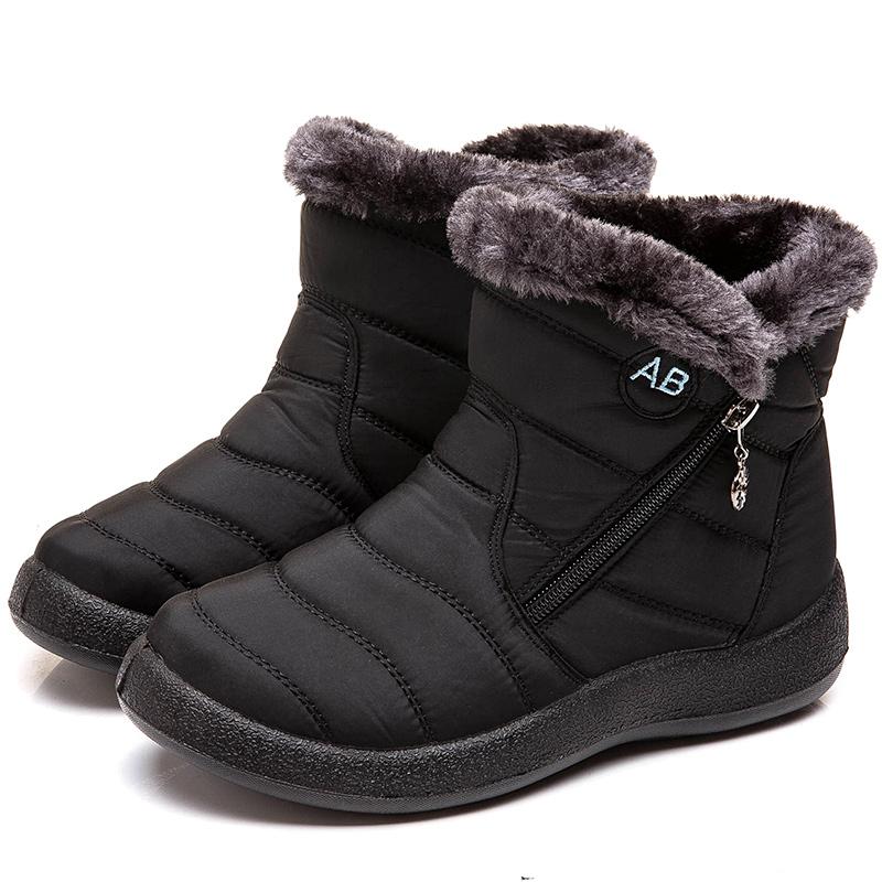 Women'S Boots Keep Warm Ankle Boots Fur Winter Shoes Woman Waterproof Snow Boots Winter Botas Mujer Comfortable Black Footwear