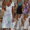 Women'S Casual Dress Vintage Pullover Loose Midi Dress Short Sleeve Floral Print Summer V-Neck Dress Plus Size Clothing