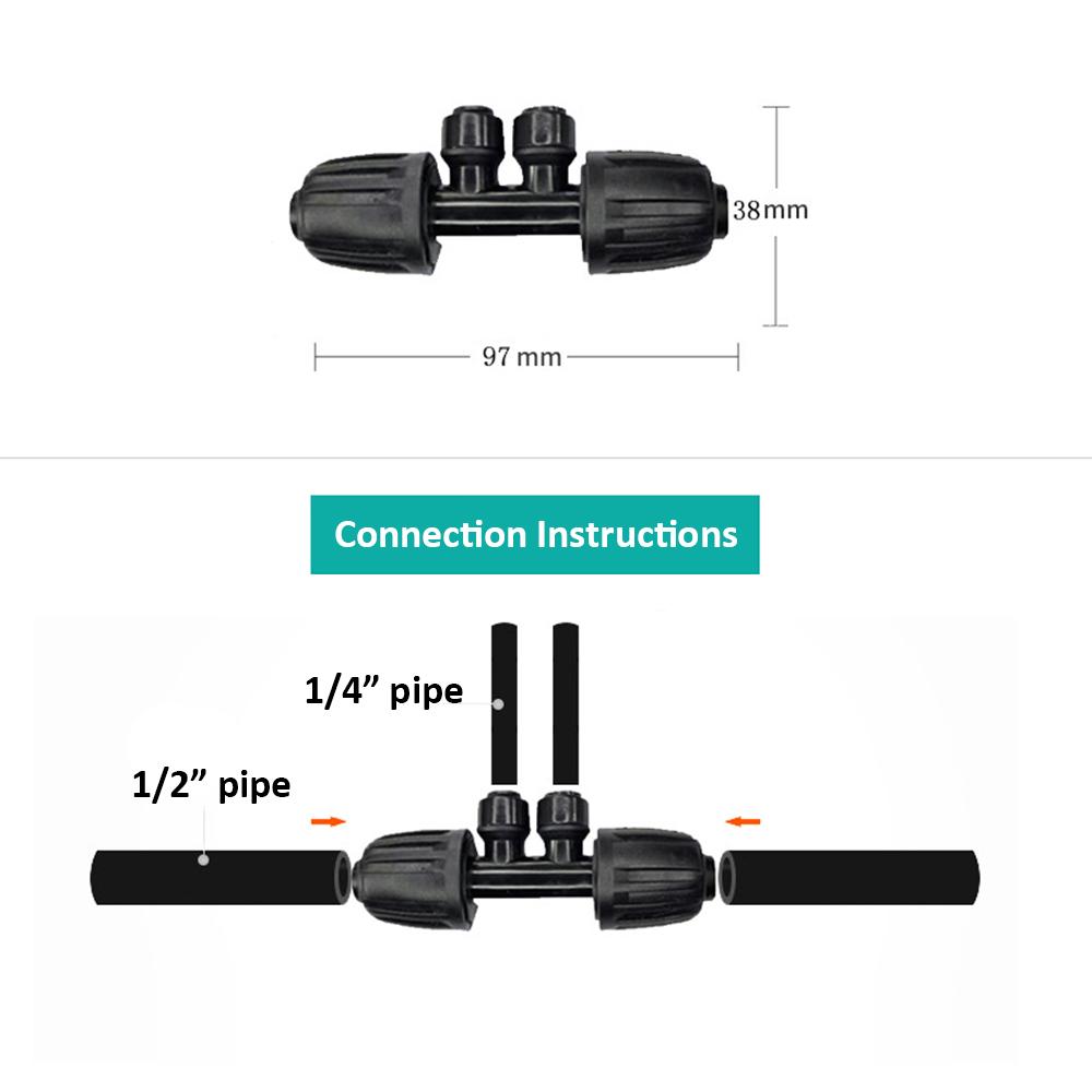 3/4/6 Way 1/2" Pipe Splitting To 1/4"Pipe Connector Drip Irrigation Watering Fitting For Garden Flower Bed Water Hose Lock Joint