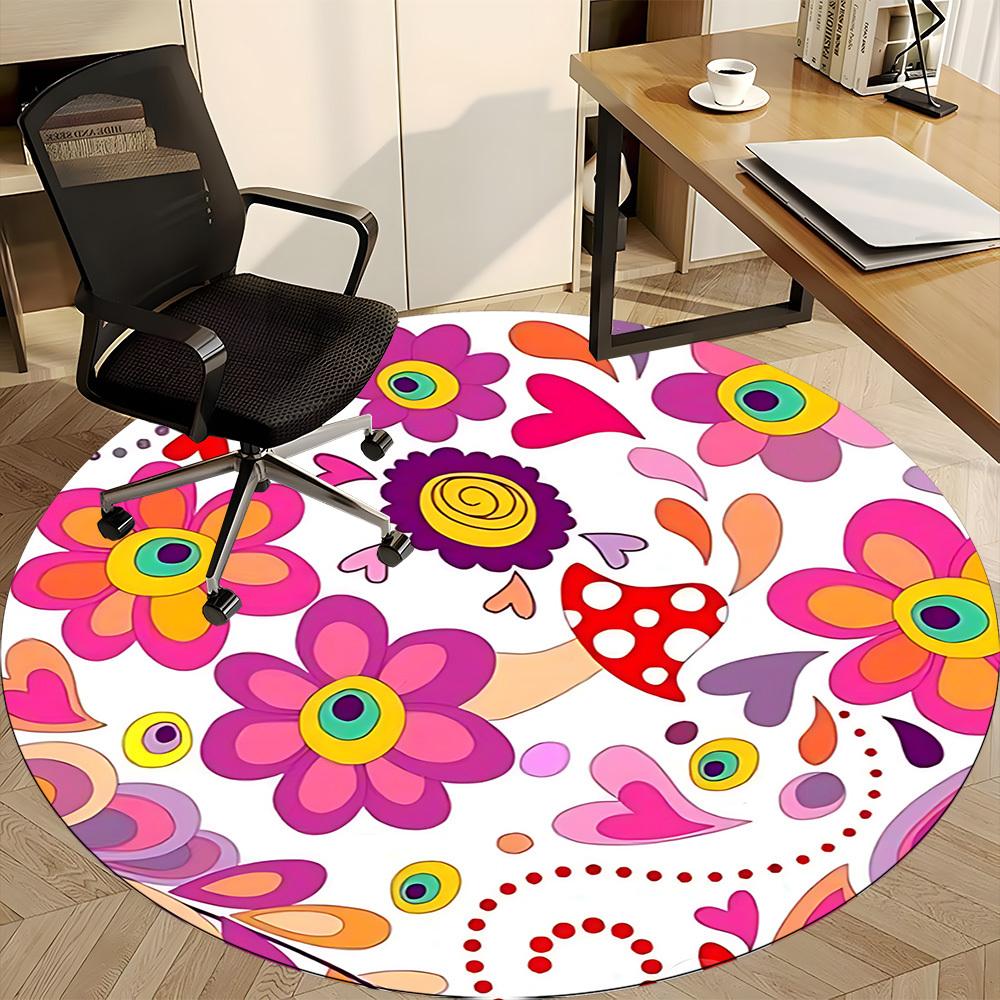 1pc Flower Mandala Carpet for Office Non-Slip, Round Carpet, Soft & Comfortable, Carpet for Office, Lightweight Round Floor Mat