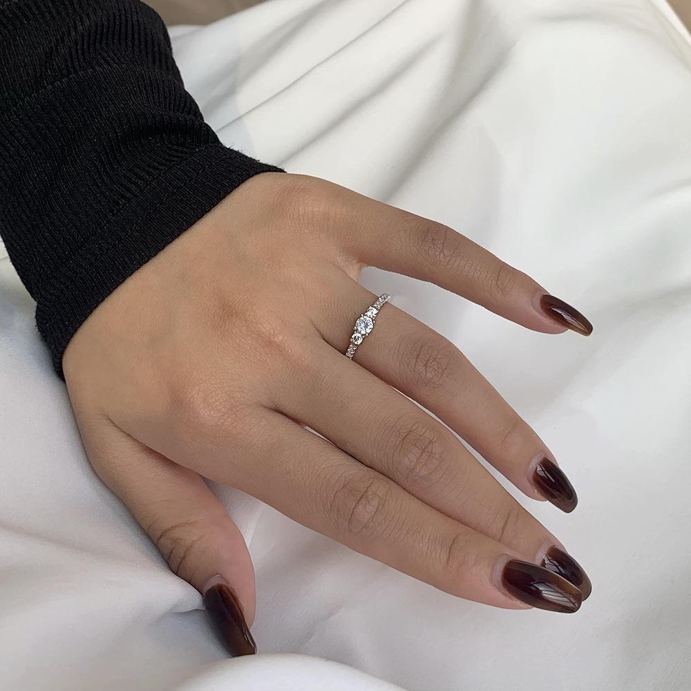 Tancise Women Classic 925 Sterling Silver  Zircon Ring Ladies Jewelry Wedding Promise Party Gift