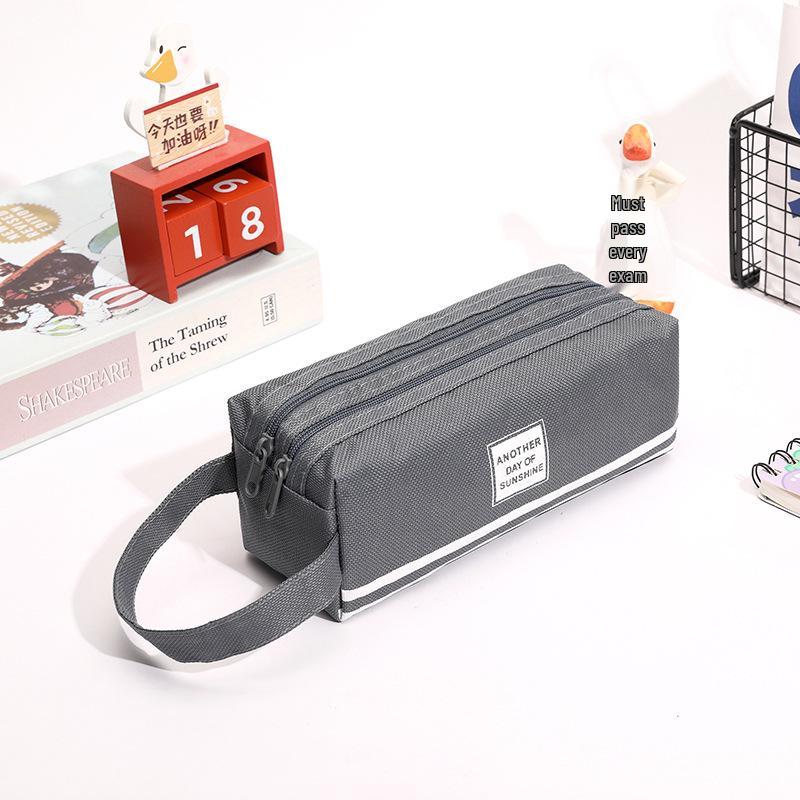 

Japanese Style Double Layer Canvas Pencil Case for Girls – Large Capacity, Portable for Primary & Middle School Students темно-сірий