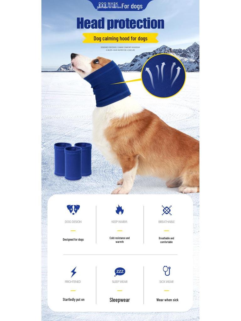 Pet Dog Calming Hood Scarf - Anti-Startle, Warm, Cold-Resistant, Anxiety Relief