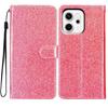 For Oppo Reno14 5G (Global) Wallet Case Glitter Anti-Scratch Leather Stand Phone Cover with Strap