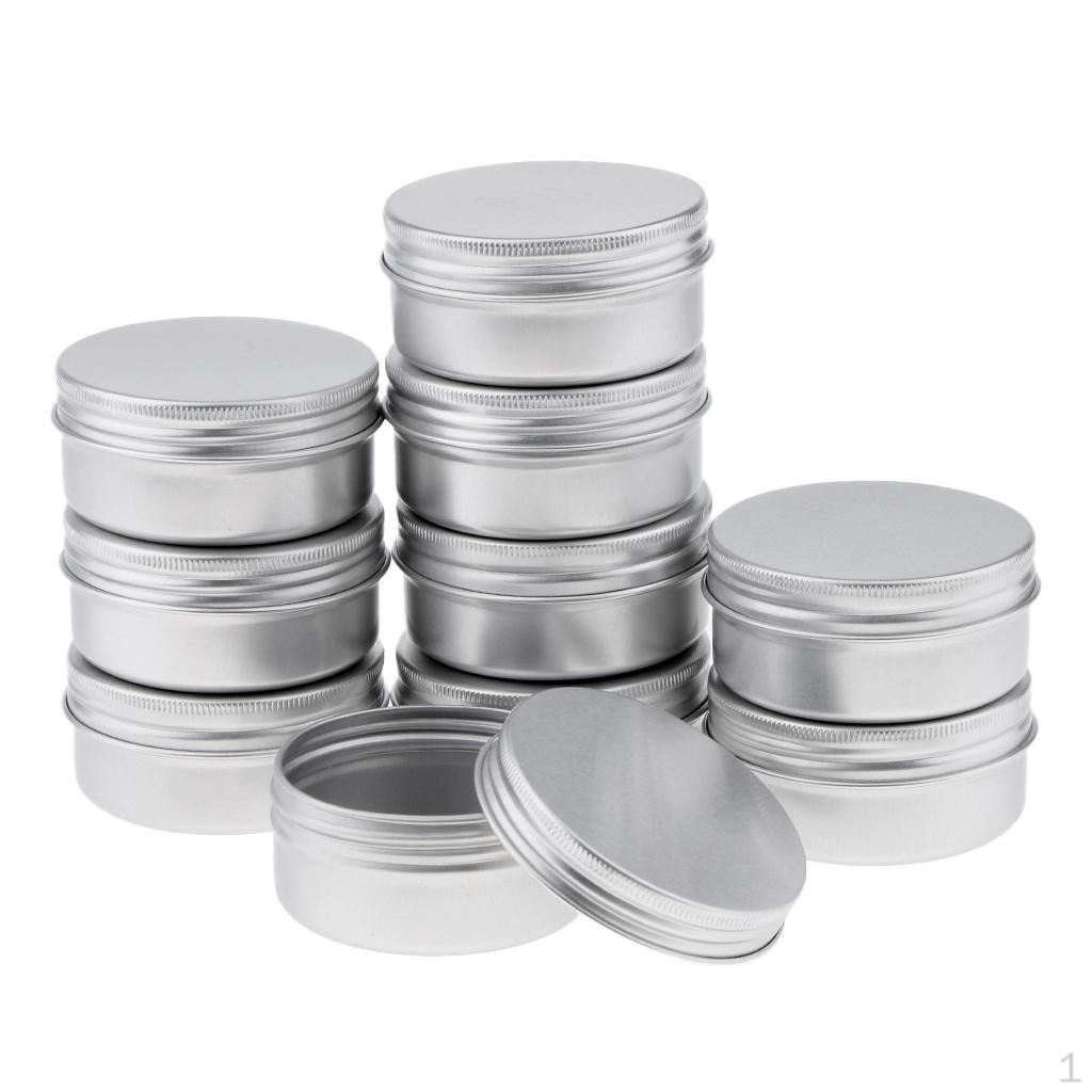10x 50ml Round Aluminum Cosmetics Empty Lip Balm Containers Jars Tin