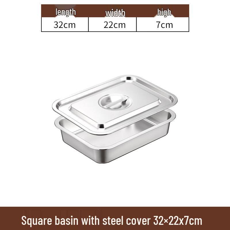 Jing Z FENG Stainless Steel Deep Rectangular Basin with Lid