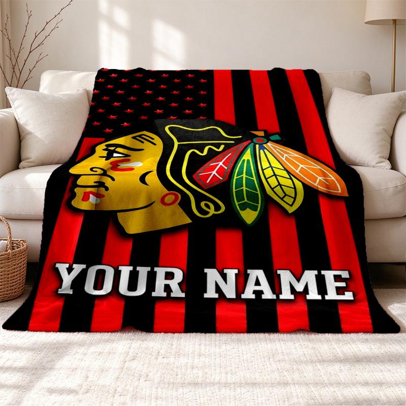 Chicago Blackhawks Customizable name outdoor blanket soft cozy and warm Multi-purpose office blanket outdoor camping and travel blanket all