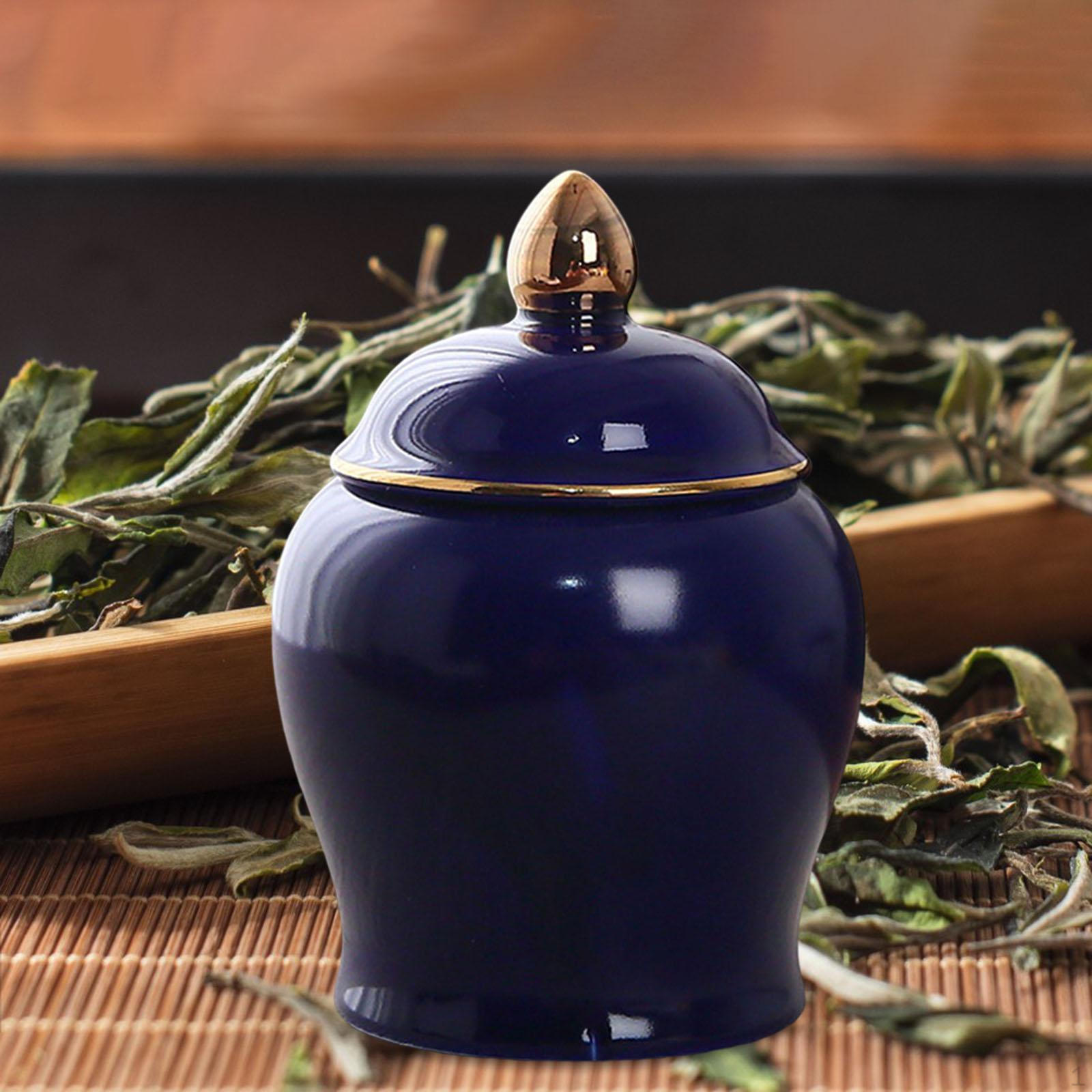 

Ceramic Kitchen Jar Mini Ginger with Airtight Sealing Lid for Serving Ground Coffee, Tea, Sugar, Темно-синій