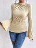Fall Winter Newest Versatile Ruffled Sleeve Crew Neck Slim Fit Women's T-Shirt