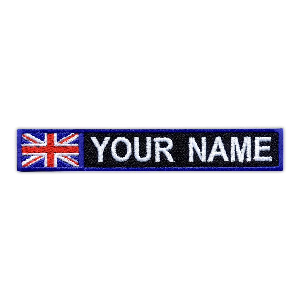 Patchion Name Patch with flag of United Kingdom - Sew-on - Embroidered Patch/Badge/Emblem