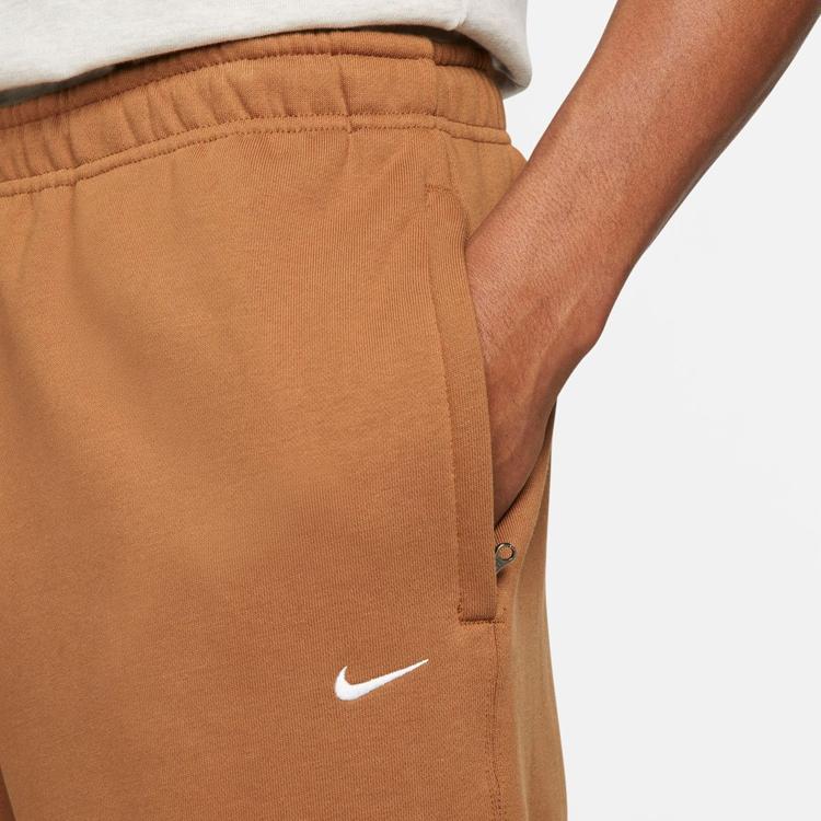 Nike Solid Logo Embroidered Jogger Pants Men Bottoms Brown CW5460-270