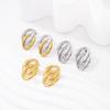 Elegant Two-Tone Geometric Stud Earrings for Women: Titanium Steel, Gold-Plated, Versatile Style, Light Luxury Feel.