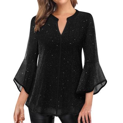 Dames 3/4 Lange Mouw Shirts Tuniek Tops Oversized T-shirts Losse Pasvorm Herfst Mode Tops Kleding