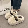 Thick Bottom Inner Height Increase, Small Fluffy Slippers for Women To Wear Outside Autumn and Winter New Models, Velvet One-pedal Cotton Mop