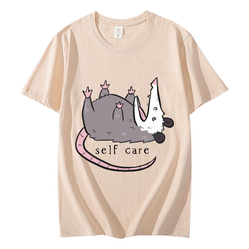 Opossum Self Care Funny Tshirt Mens Womens Casual Cute Short Sleeve Tshirts Harajuku Fashion Oversized T Shirts Streetwear