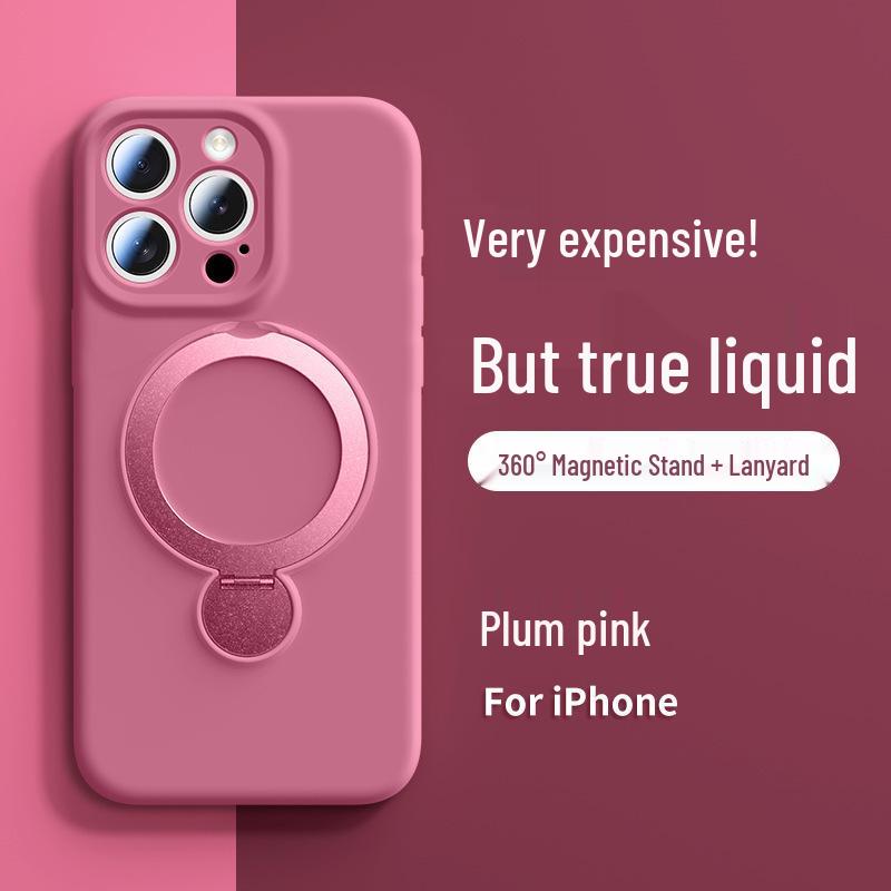Liquid Silicone Magnetic Stand Case for iPhone 15/16 Pro Max - Full Coverage Protective Cover