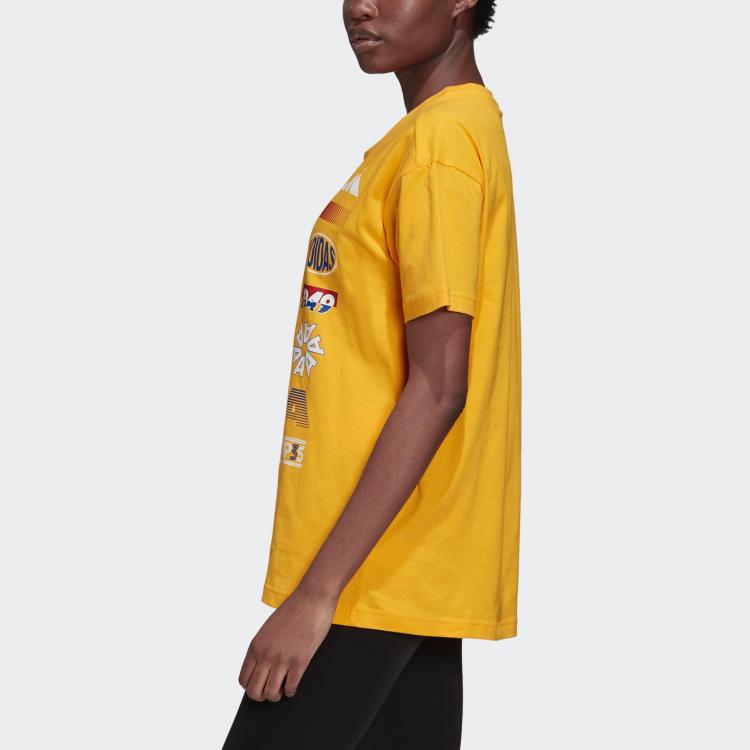 Adidas Performance Athletics Pack Graphic Round Neck Cotton Soft Short Sleeve T-Shirt Women T-Shirts Active-Gold ED6185