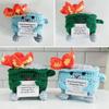 2Pcs Positive Crochet Flame Dumpster with Encouraging Card Emotional Support Handmade Knitting Trash Can Doll Decoration Ornament