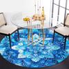 Blue Mandala Art Print: Circular Design, Abstract Blue Flower PatternRound Non-Slip chair mat chair carpet for office Rugs for Office Decor Gift For V