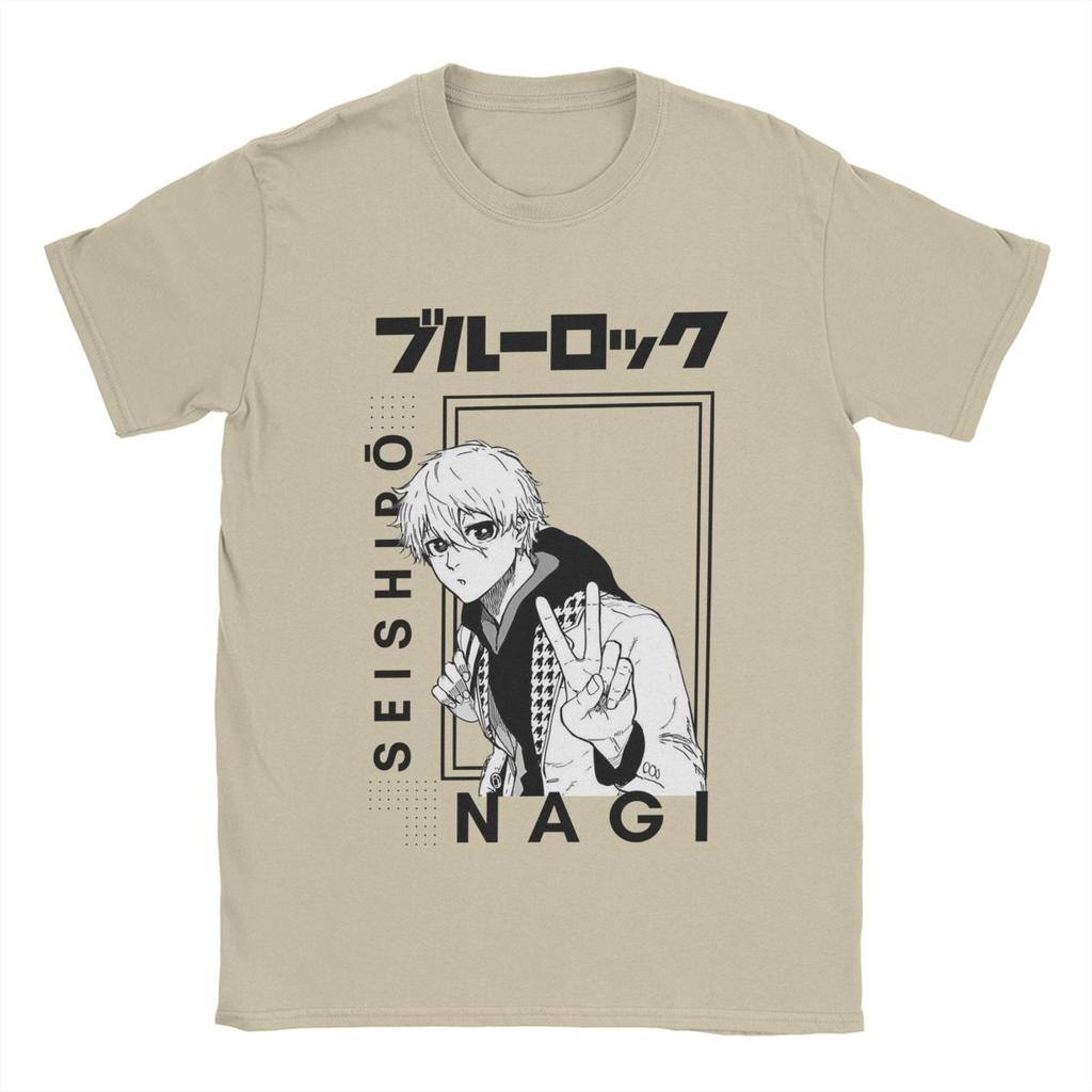 Novelty Nagi Seishiro Blue Lock T-Shirts for Men Round Collar Pure Cotton T Shirts Short Sleeve Tee Shirt Unique Tops