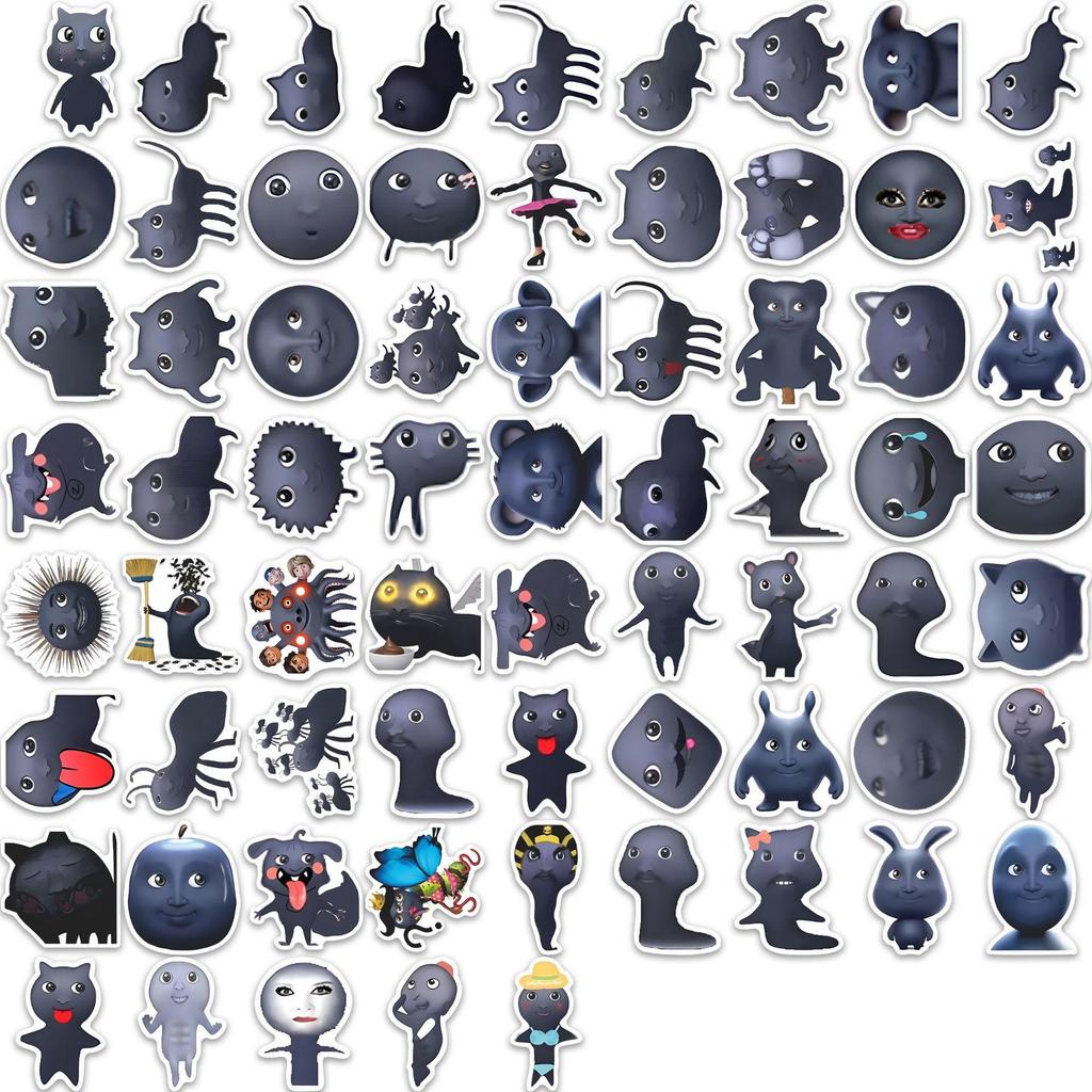Black Cat Emoji Stickers Set - 68 Sheets for Phone Cases & Luggage - Funny Memes & DIY Decorations