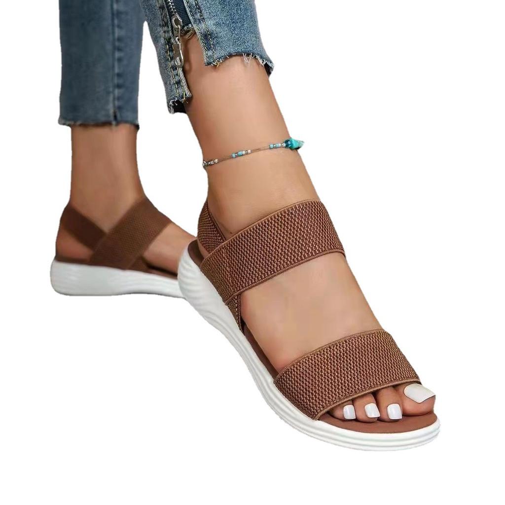 Stylish Fish-mouth Casual Sandals With Elastic Strap For Women Characters)