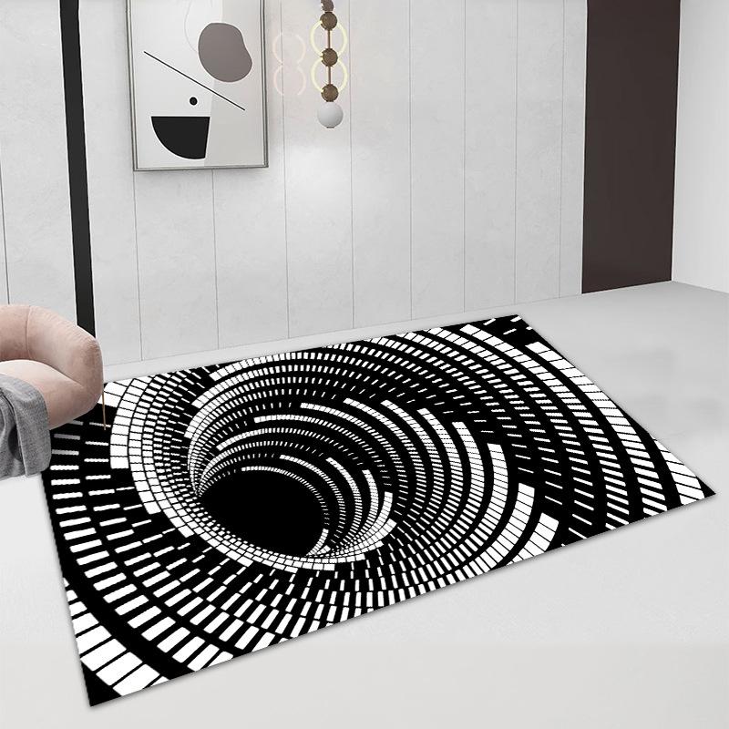 3D Vortex Illusion Carpet Entrance Door Floor Mat Abstract Geometric Optical Doormat Non-slip Floor Mat Living Room Decor Rug