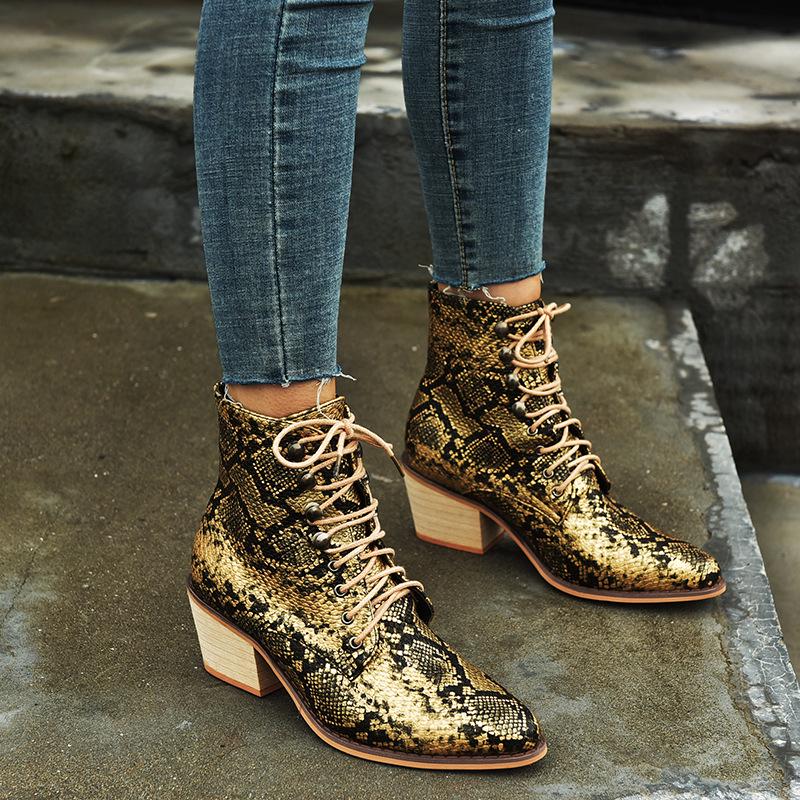 Botas Cowboy para mujer Serpiente Moda Mid Calf Botas comprar a buen precio  — entrega gratuita, reseñas reales con fotos — Joom