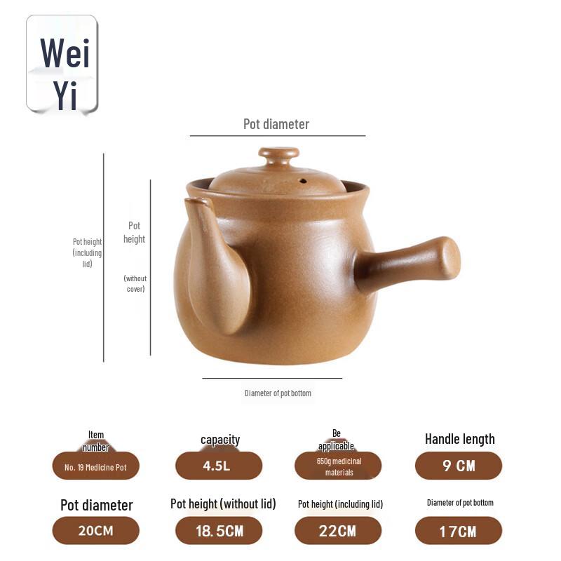 Wei Yi Unglazed Ceramic Medicinal Stew Pot