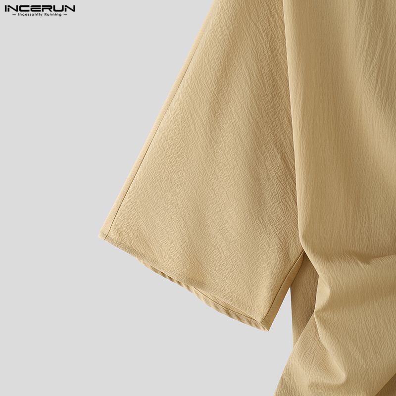 INCERUN Men Half Sleeve Twisted Irregular Casual T-Shirts Top