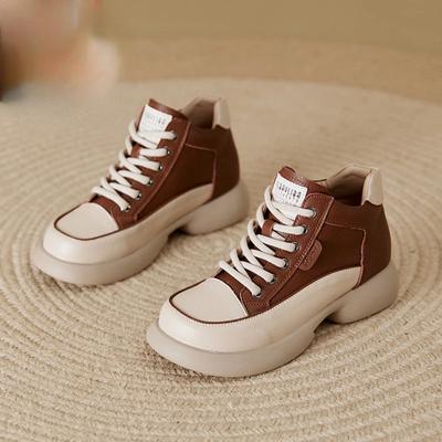 Echtes Leder Damenstiefel Herbst Damen High-Top Abriebfeste Freizeitschuhe 2025 Neu Outdoor Mode Alleskönner Damenschuhe
