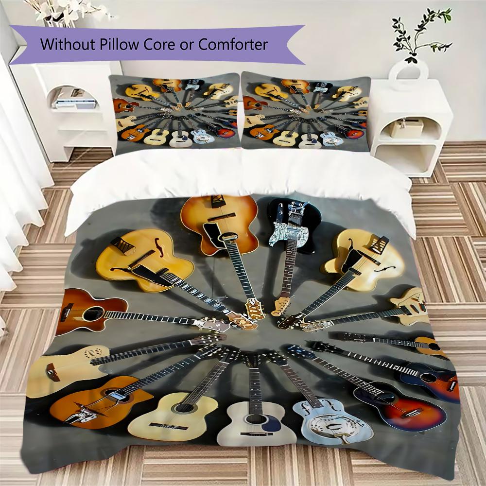 

1PC Musical elements Bedding Quilt Set Quilt Cover Pillowcase Home Decoration Birthday Gift (1 * duvet cover + 2 * pillowcase, without core)A14 135x200cm