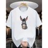 Camiseta Gráfica Divertida de Cabeza de Burro de Dibujos Animados Unisex de Algodón Transpirable de Manga Corta Estilo Diario