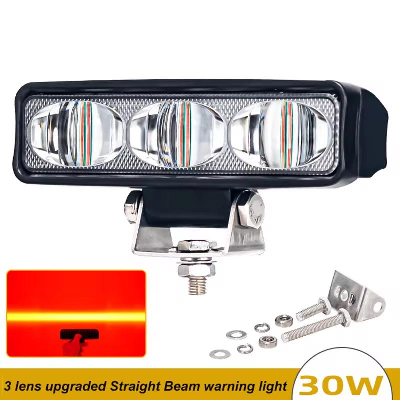 30W Red Forklift LED Safety Warining Lights 12V 24V Upgraded three-Lens Super Spotlight Straight Beam Warning Signal Work Lamp Red Forklift Light