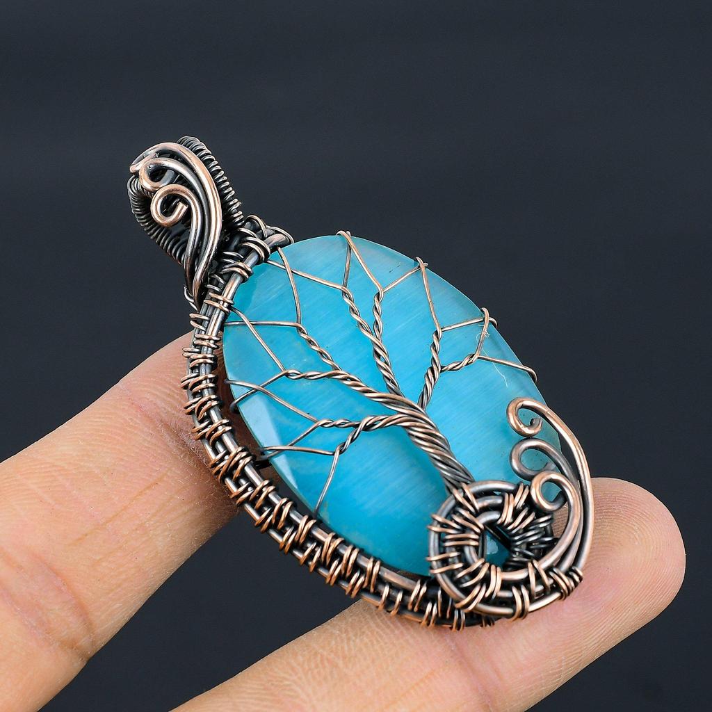 Tree Of  Life Monalisa Pendant, 999 Copper Wire Wrapped Pendant Handmade Gemstone Jewelry, Gifts For Wife Brand New Pendant