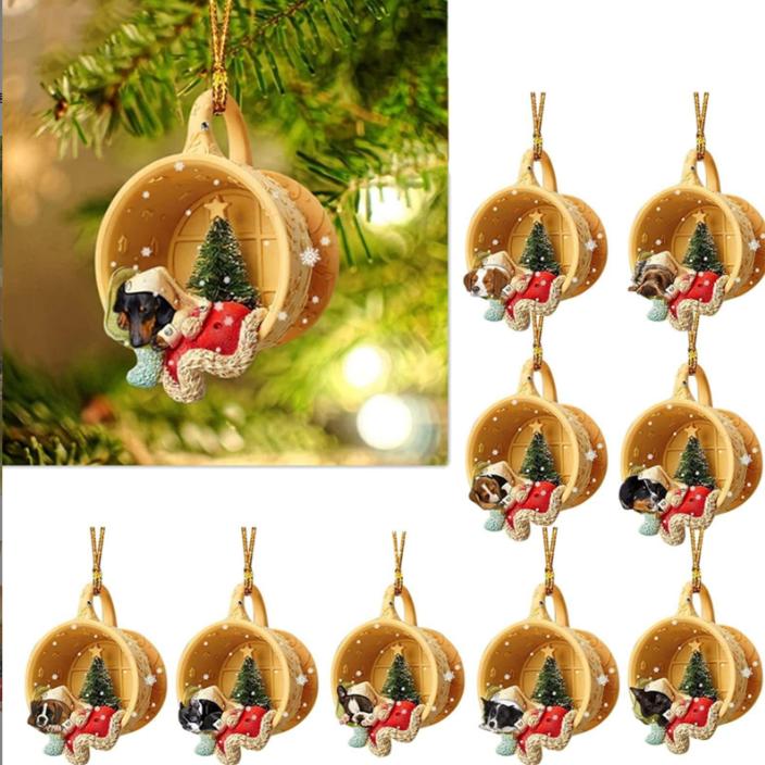9pc Christmas Tree Pendant Christmas Elf Fairy Santa Tree Hanging Christmas Figurine Gremlins Ornament Home Decor Party Supplies