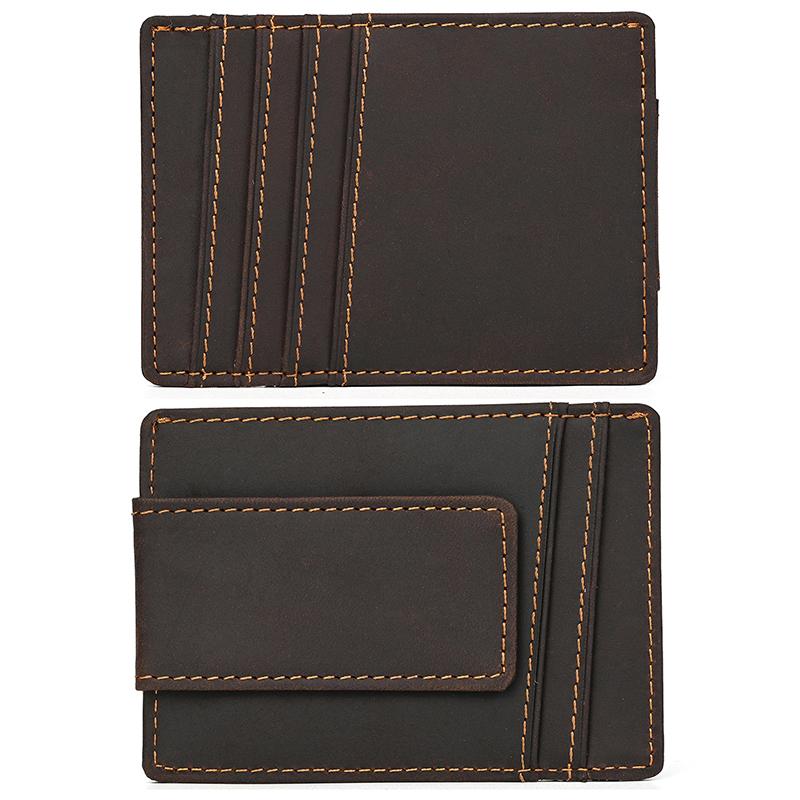 Card holder luxury  designer money clip purse for woman man small wallets genuine leather credit card ID Cash Bill Holder