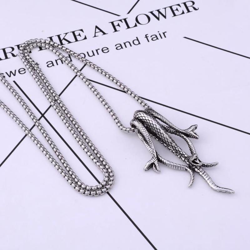 Titanium Steel Snake Pendant Necklace - Retro Mamba Venomous Design