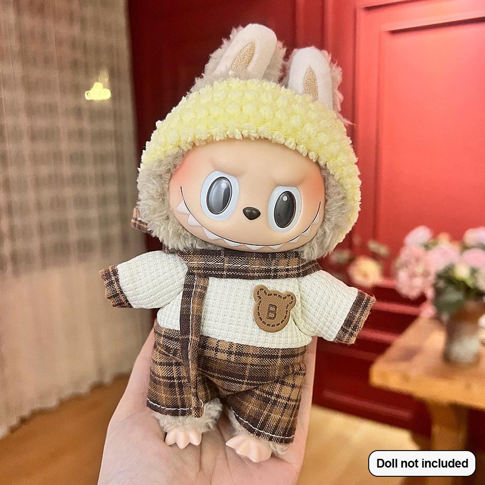 For 17cm Labubu Doll Clothes Fashion Clothes Hoodies Doll Clothes Color Match Hoodies Dolls Accessories Cute Decoration Little Cloths