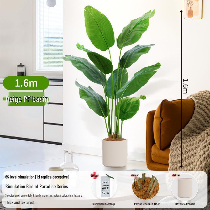 Large Artificial Traveler's Palm and Bird of Paradise Potted Tree for Indoor Decoration