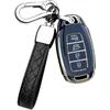 HIBEYO Key Fob Cover for 2018 2019 2020 2021 2022 Hyundai Venue Kona Santa Fe Veloster Palisade Elantra GT Smart Remote Auto Key with Keychians Soft