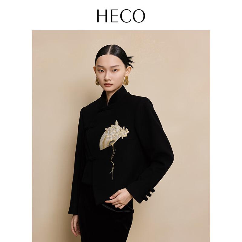 HECO Fan Dance Floral Charm New Chinese Style Embroidered Wool Coat