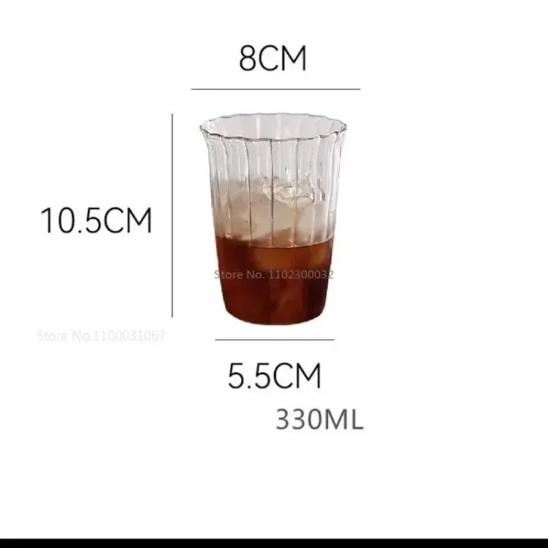 1pc Transparent Vertical Coffee Cup Cocktail Glass Granules Phnom Penh Glass Glass Juice Cup Coffee Whisky Cup.